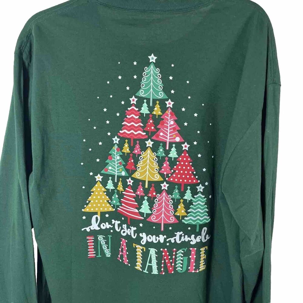 Southern Y’all Long Sleeve Christmas Tree Colorful Graphic Women’s T-shirt L